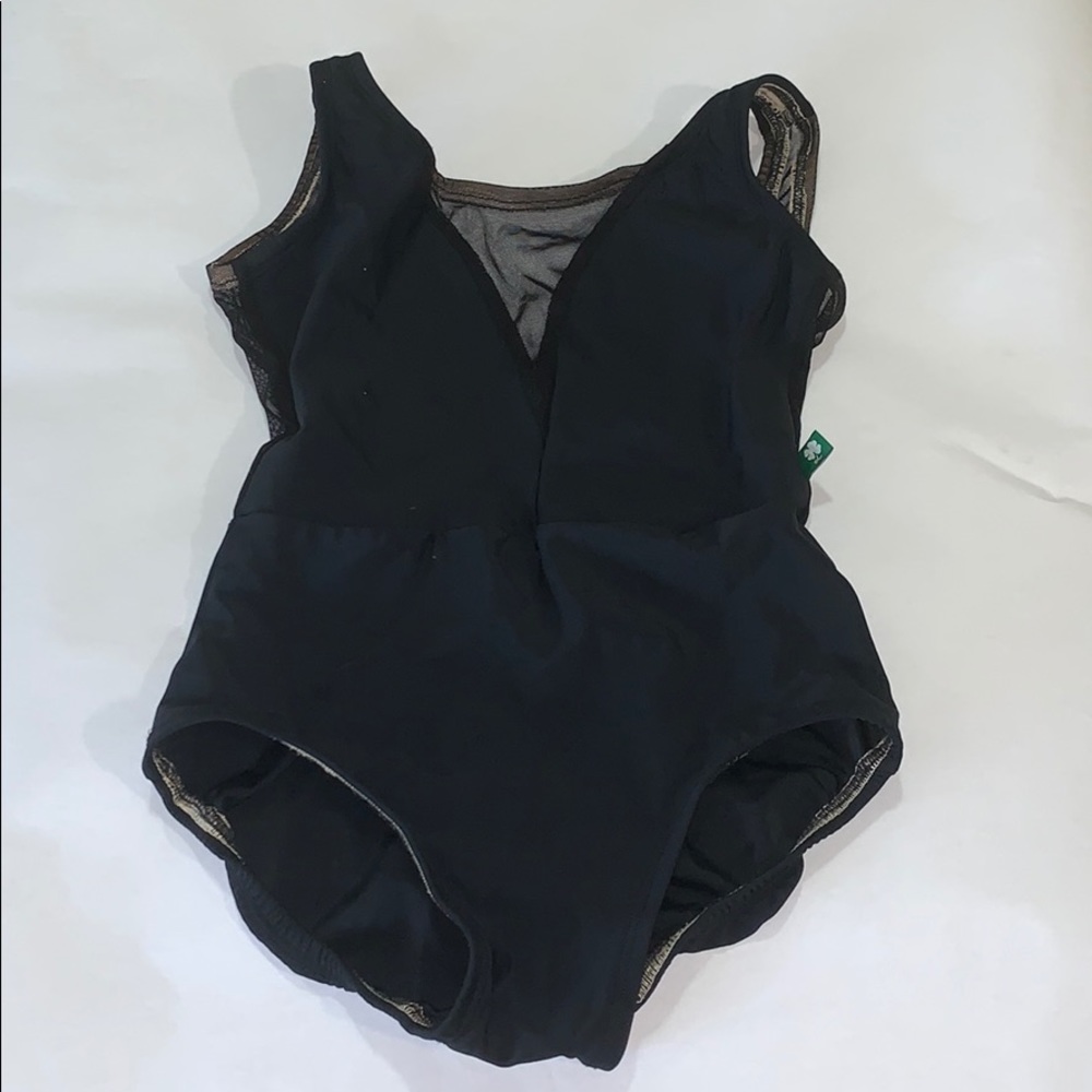 Luckyleo black leotard with mesh